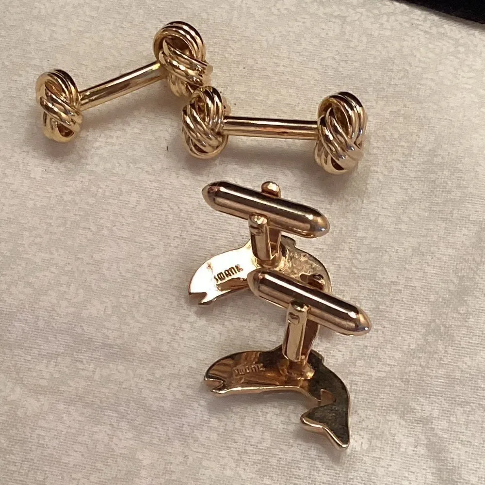 Set of 2 Pair of Cuff Links Goldtone